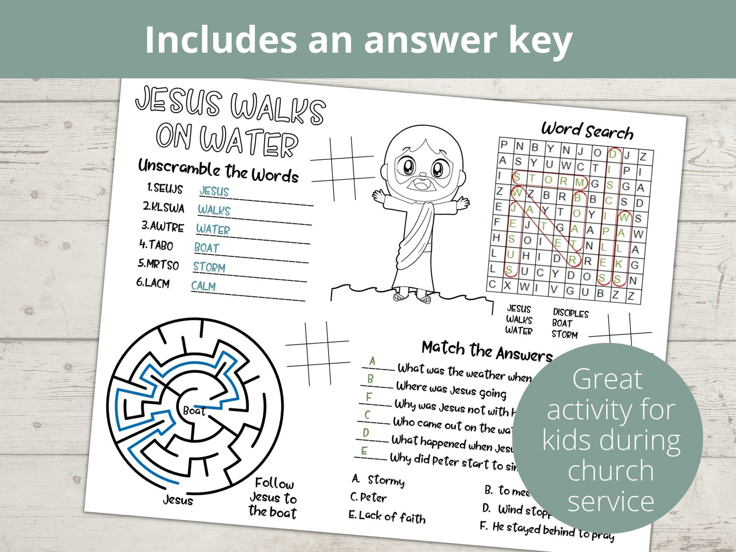 Jesus Walks on Water Printable Activity Page