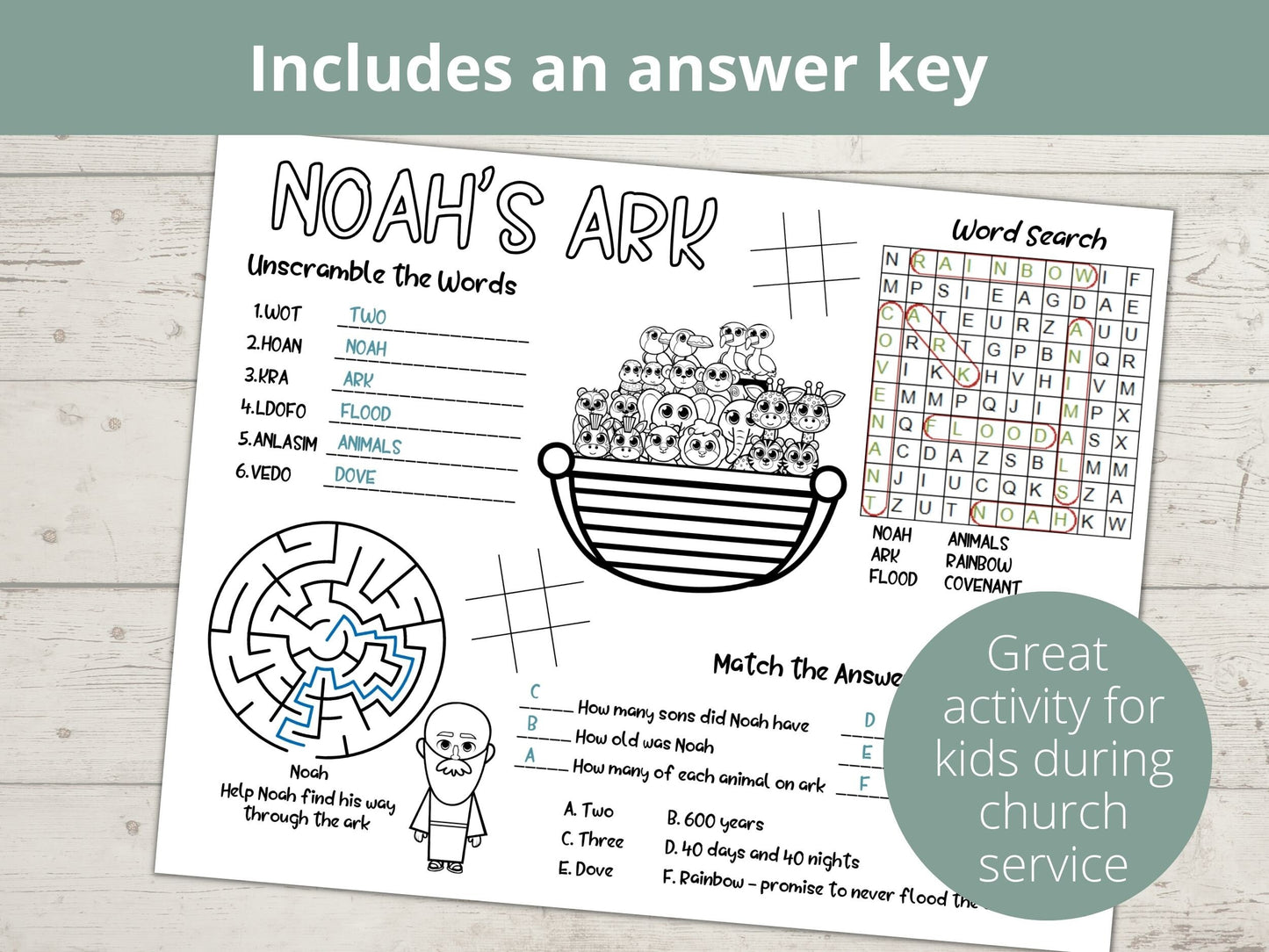 Noah's Ark Printable Activity Page