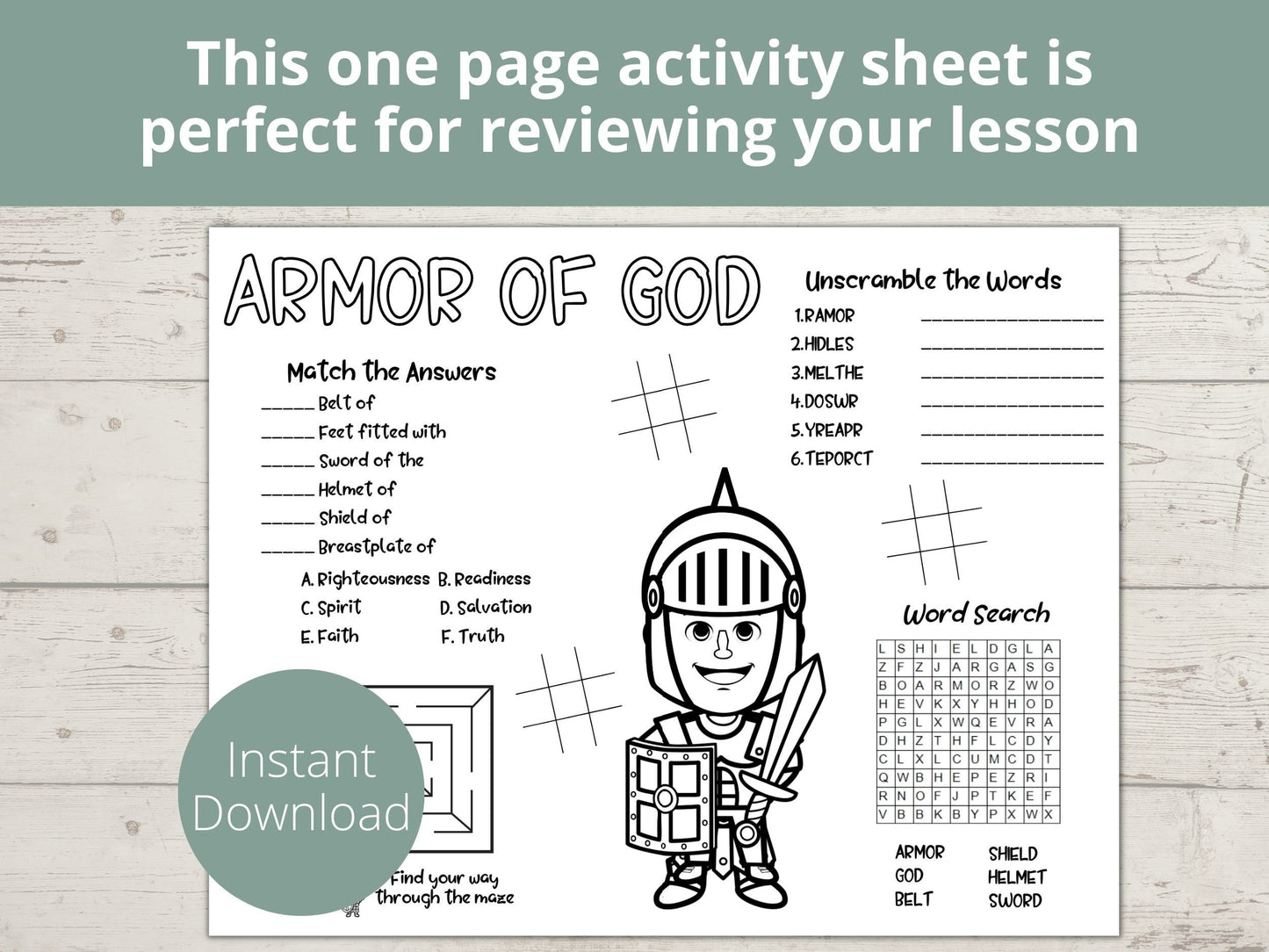 Armor of God Printable Activity Page