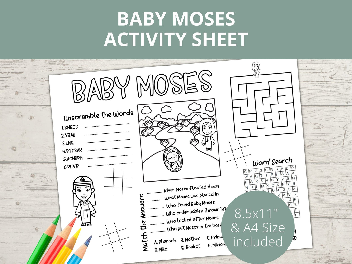 Baby Moses Printable Activity Page