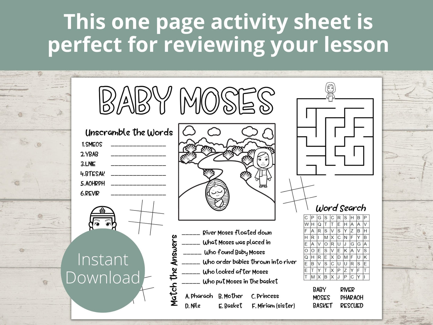 Baby Moses Printable Activity Page