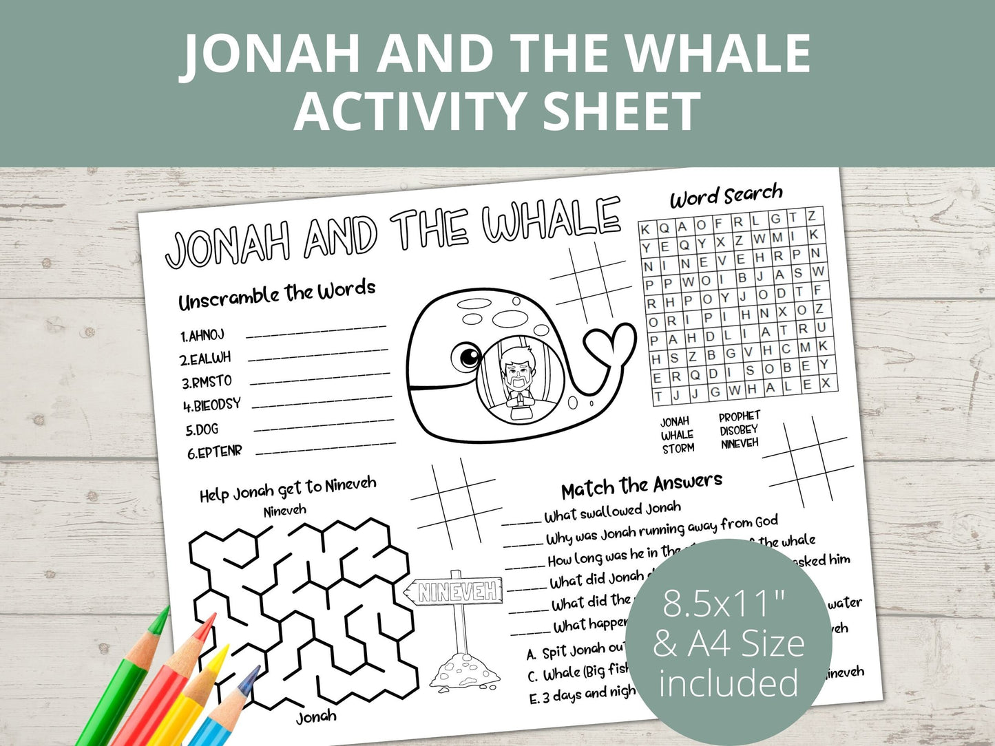 Jonah and the Whale Printable Activity Page