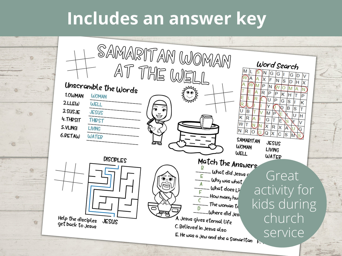 Samaritan Woman and the Well Printable Activity Page