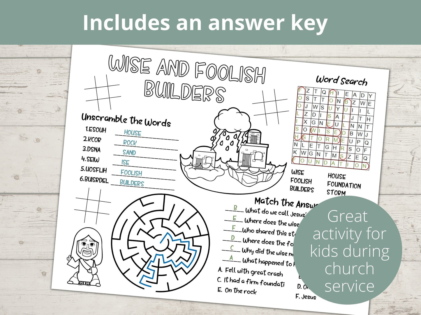 Wise and Foolish Builder Printable Activity Page