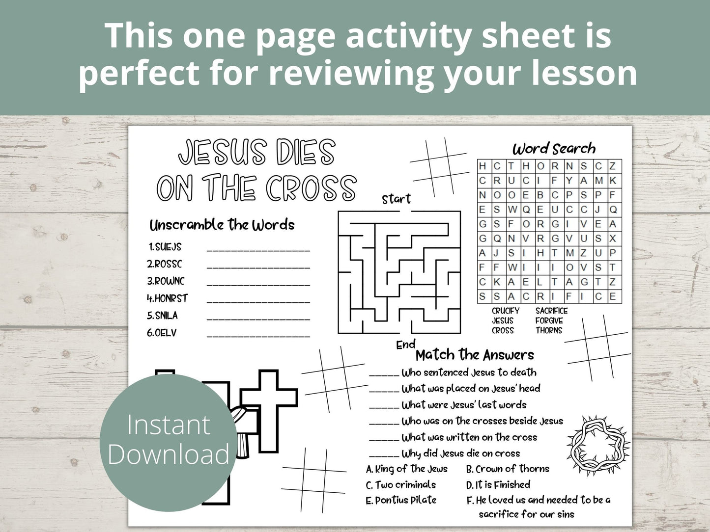Jesus Dies on Cross Printable Activity Page