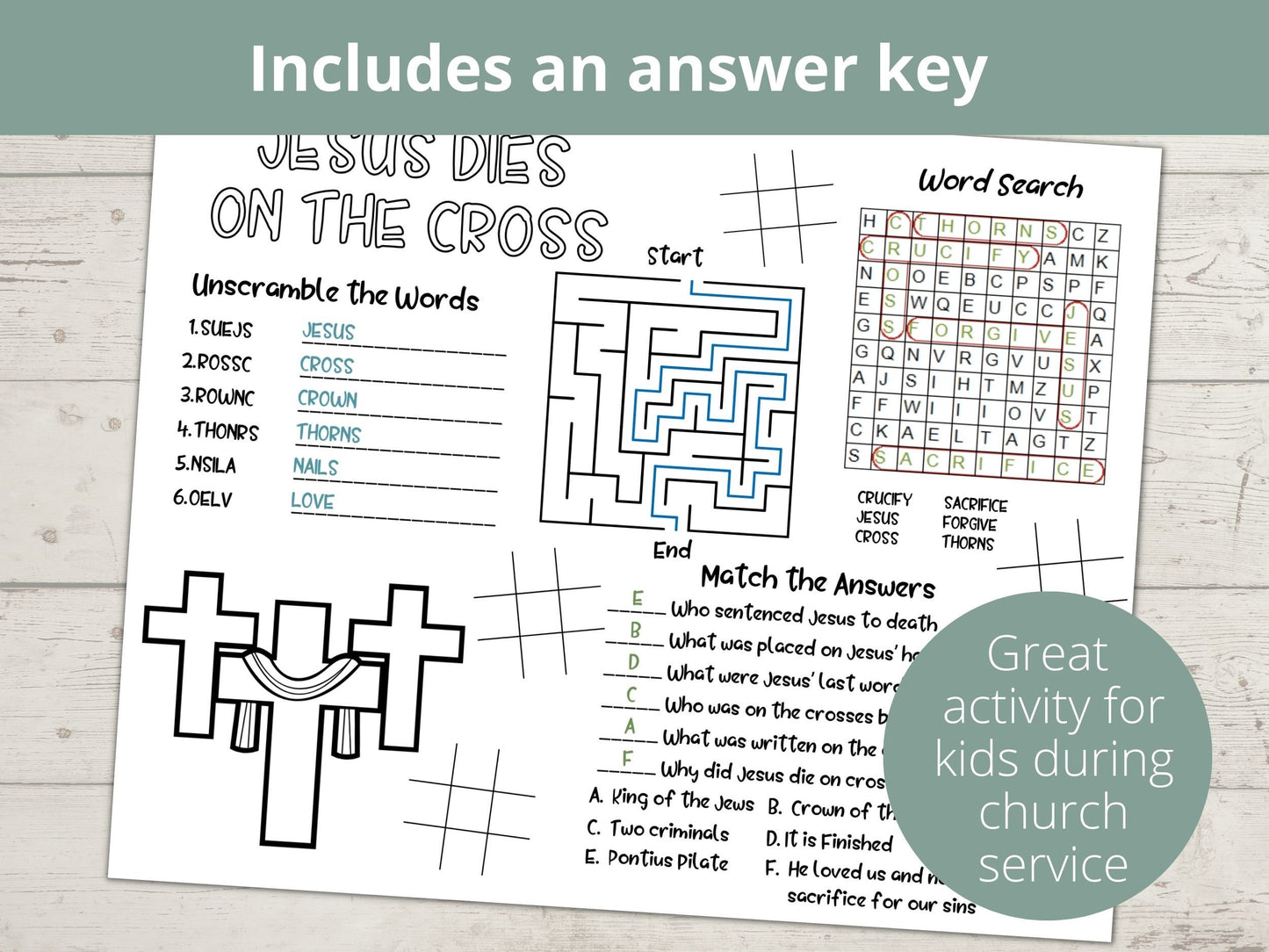 Jesus Dies on Cross Printable Activity Page