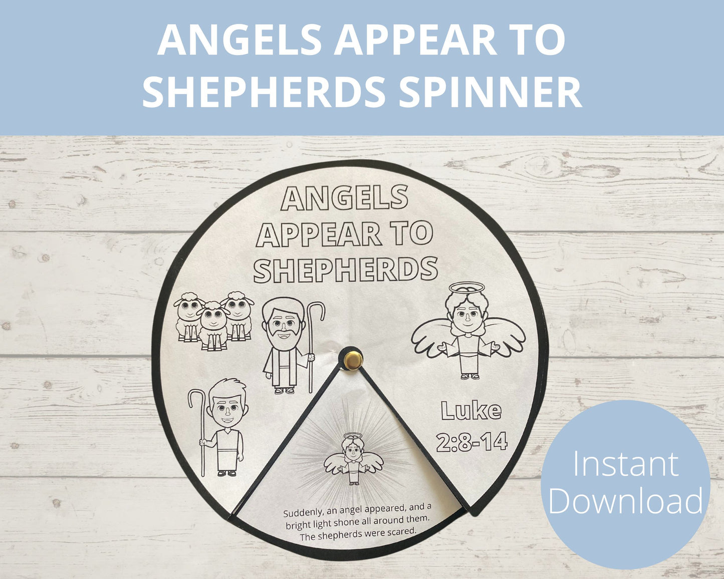 Angels Appear to Shepherds Printable Spinner