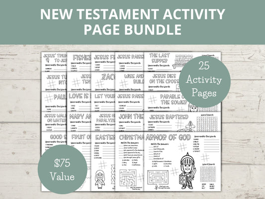 Bundle - 25 New Testament Bible Story Activity Pages