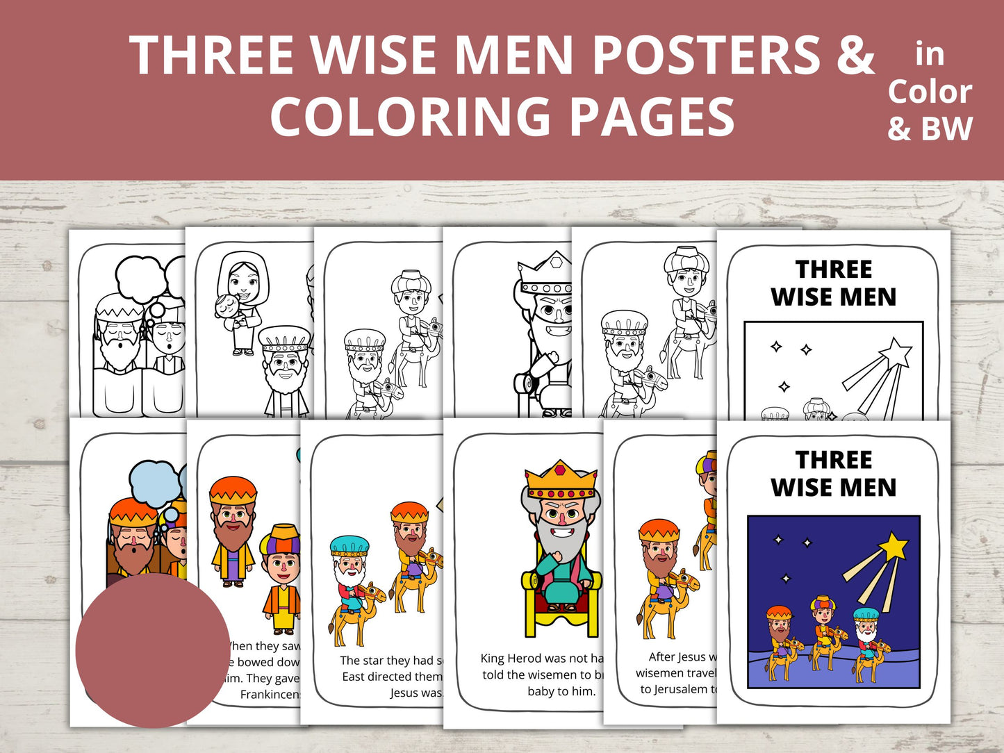 Three Wise Men Posters and Coloring Pages