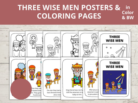 Three Wise Men Posters and Coloring Pages