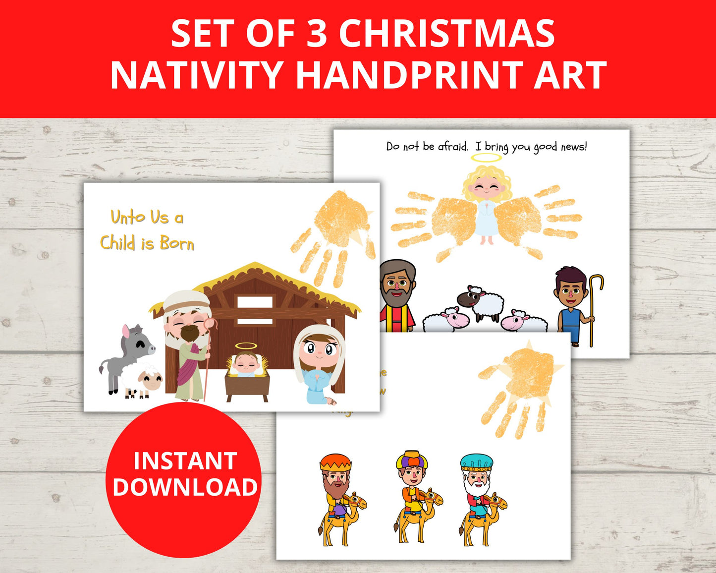 Set of 3 Christmas Story Handprint Crafts