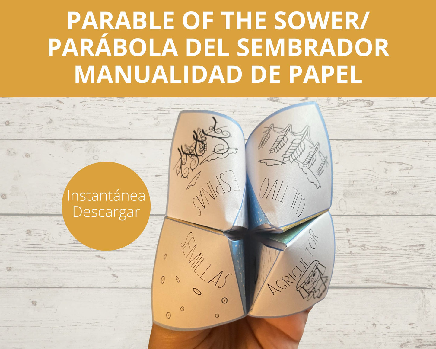 Parable of the Sower/Parábola del sembrador Cootie Catcher in Spanish