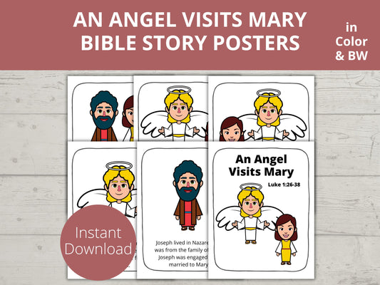 An Angel Visits Mary Posters and Coloring Pages