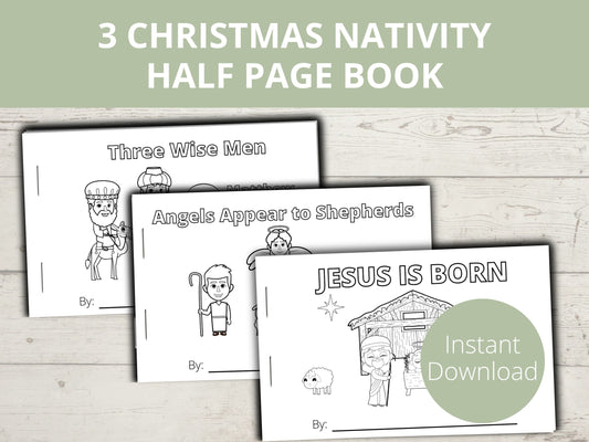 Set of 3 Christmas Nativity Half Page Books