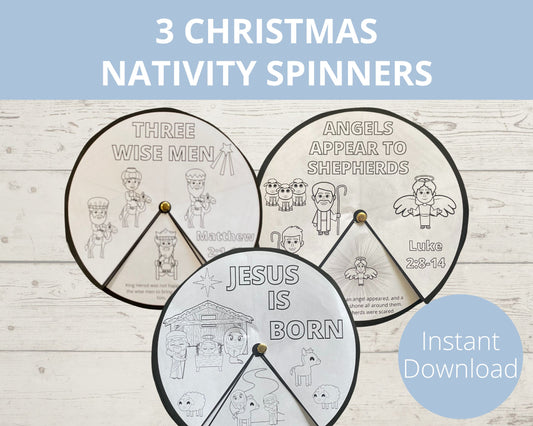 Christmas Nativity Set of 3 Printable Spinners