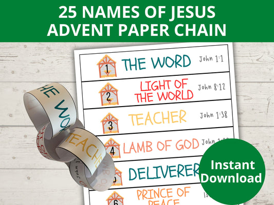 25 Names of Jesus Advent Paper Chain