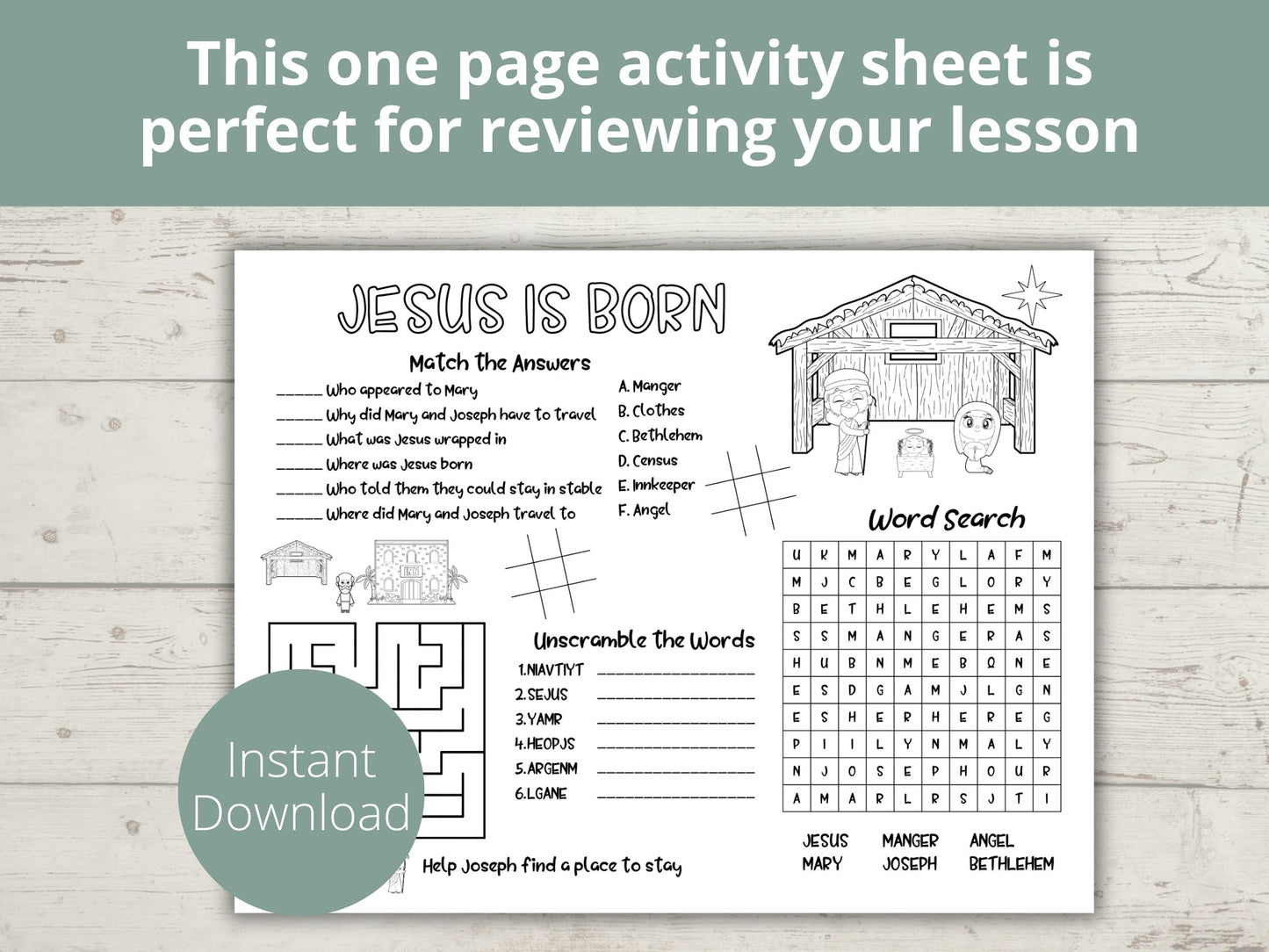 Jesus is Born Activity Sheet