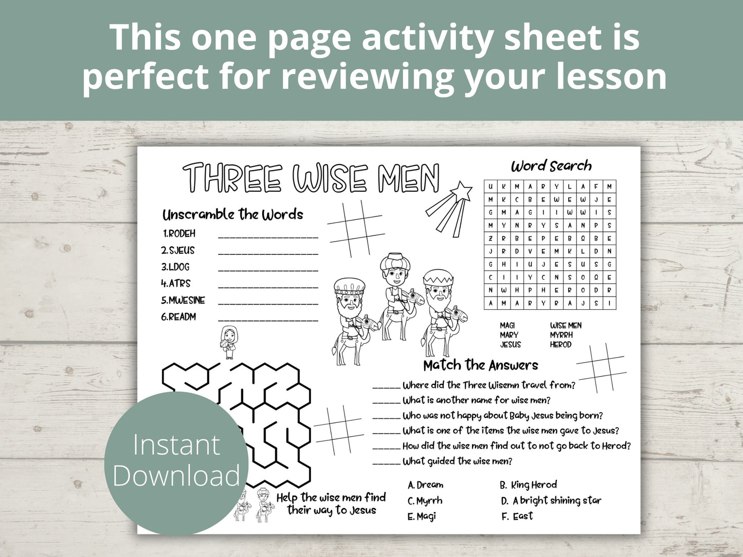 Three Wise Men Activity Page