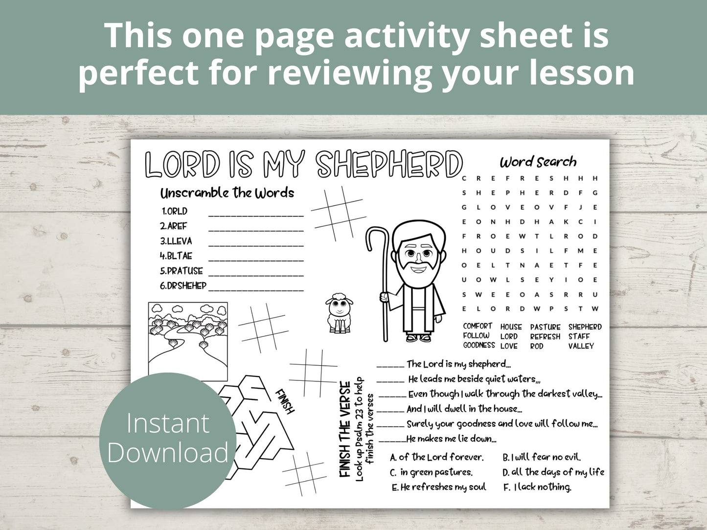 Lord is my Shepherd Activity Page