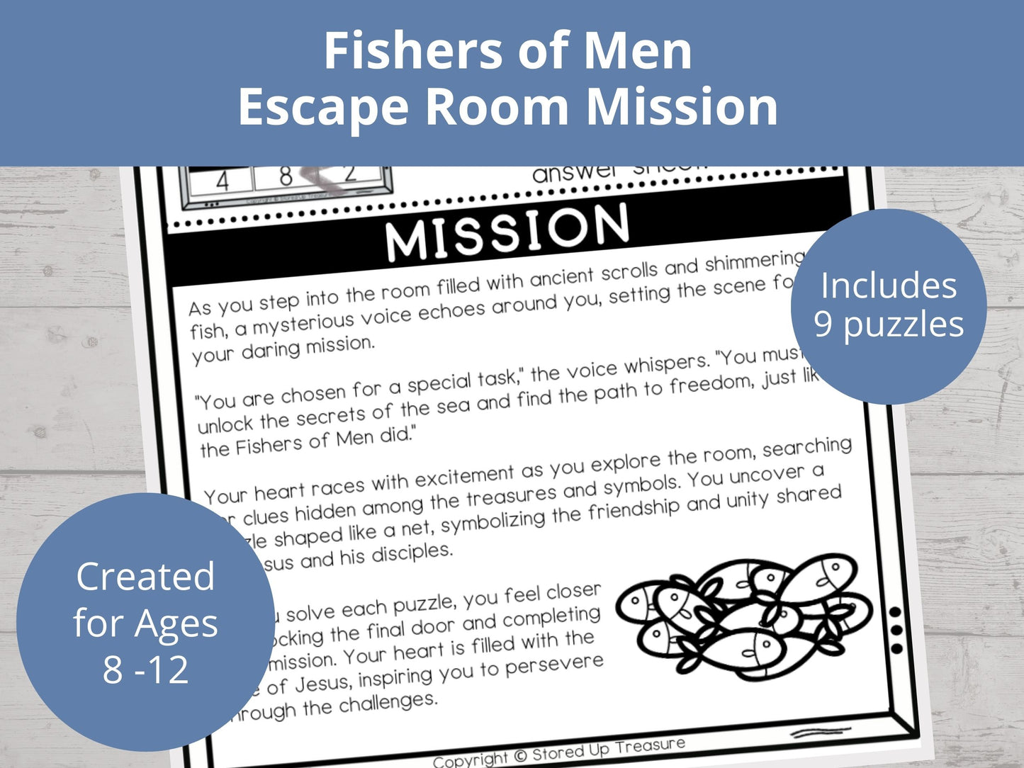 Fishers of Men Printable Escape Room for Kids - 9 puzzles