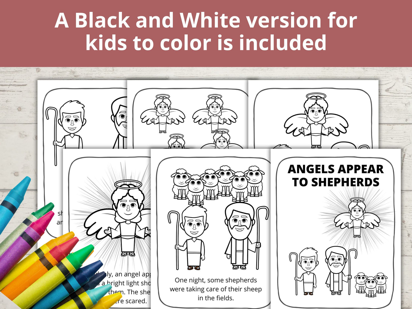 Angels Appear to Shepherds Posters and Coloring Pages