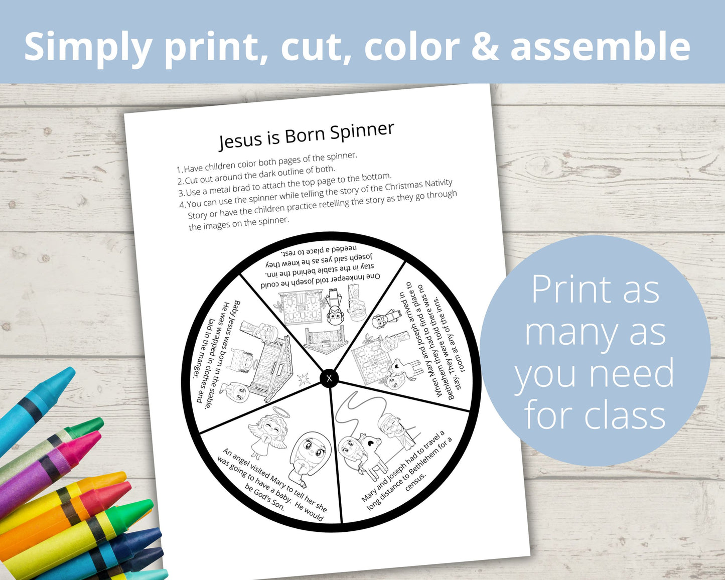 Jesus is Born Printable Spinner