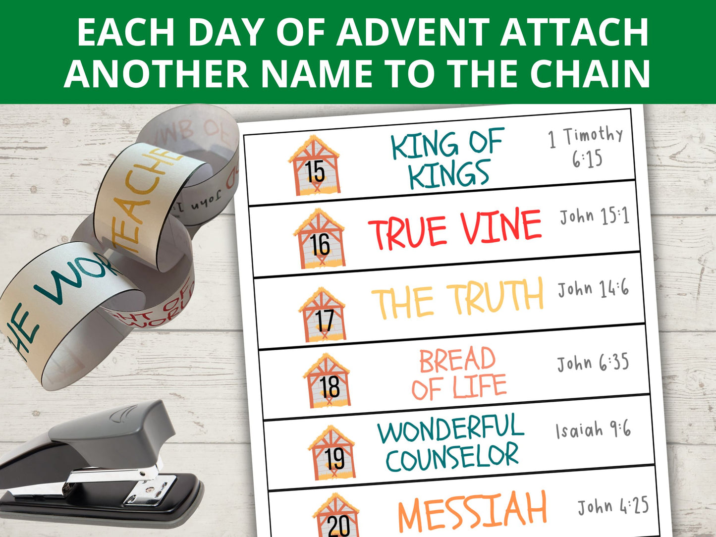 25 Names of Jesus Advent Paper Chain