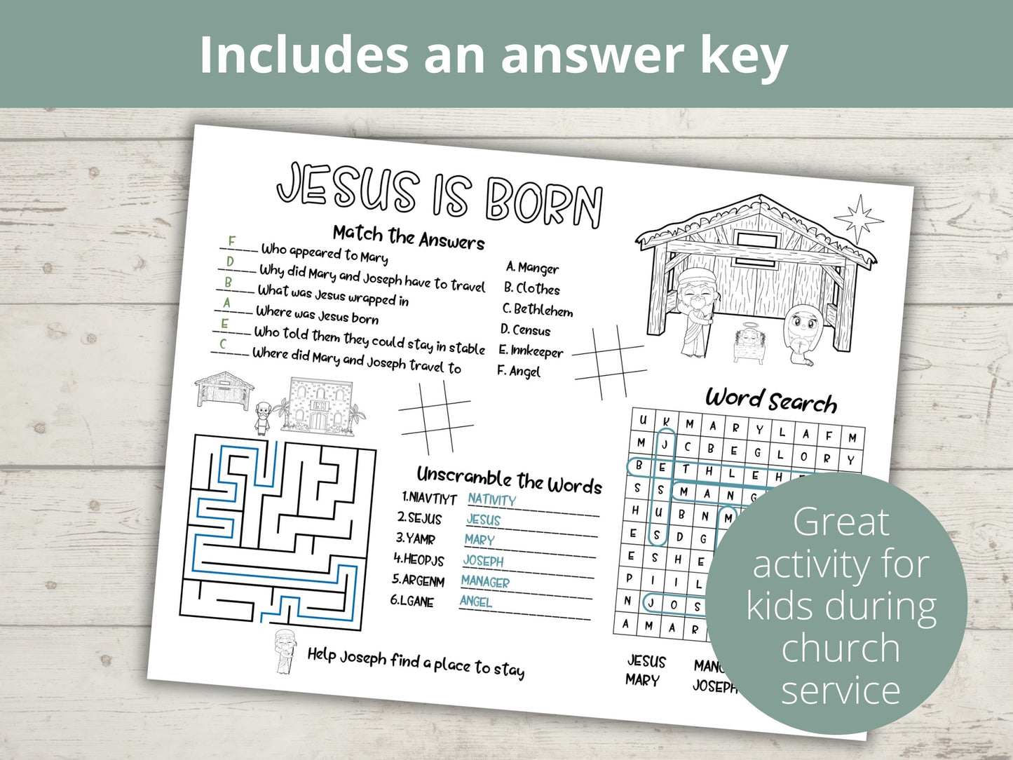 Jesus is Born Activity Sheet