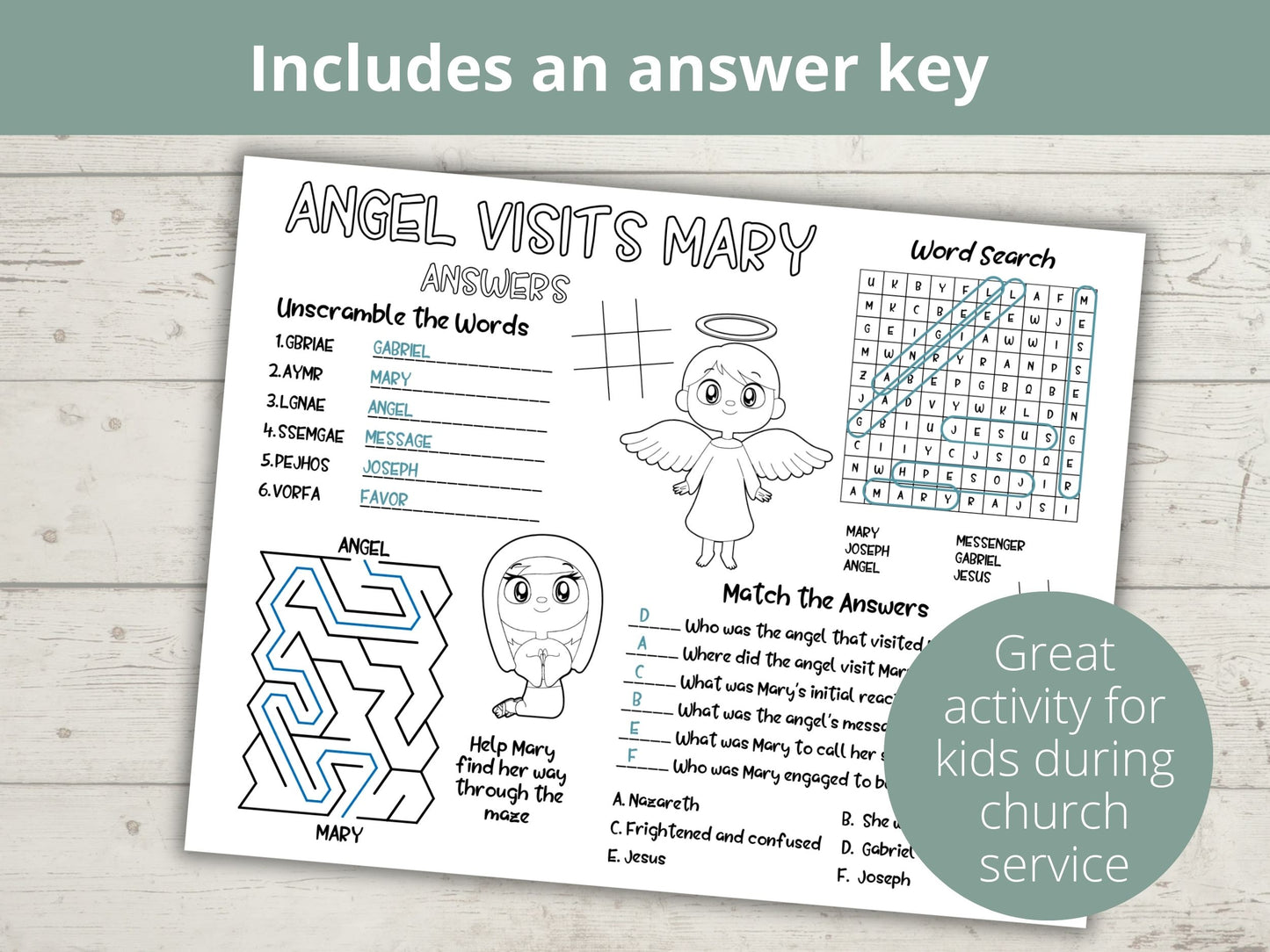 An Angel Visits Mary Activity Page