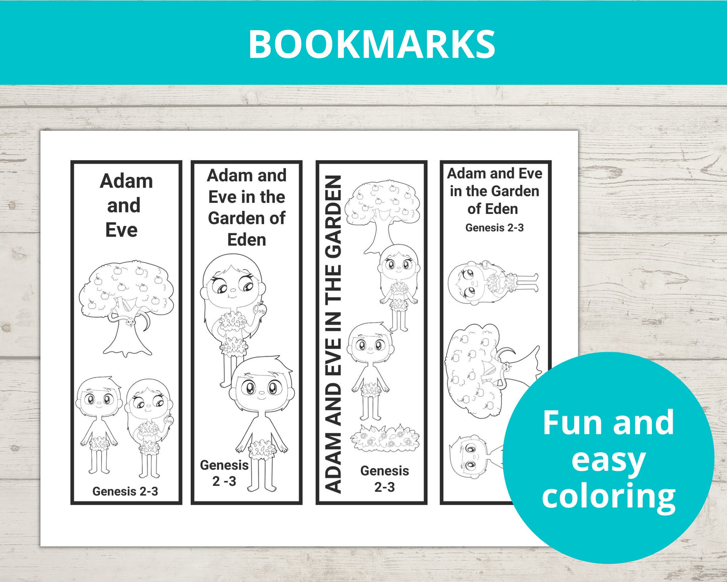 Adam and Eve Printable Bible Activity Set