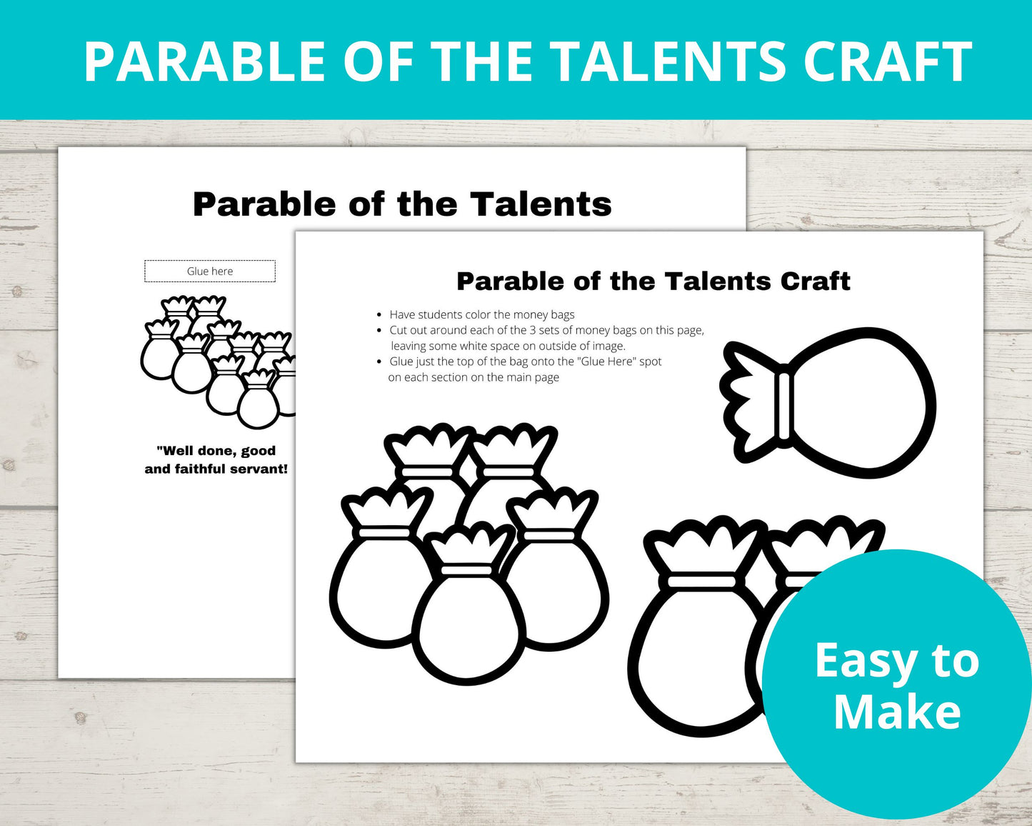 Parable of the Talents Printable Activity Pack