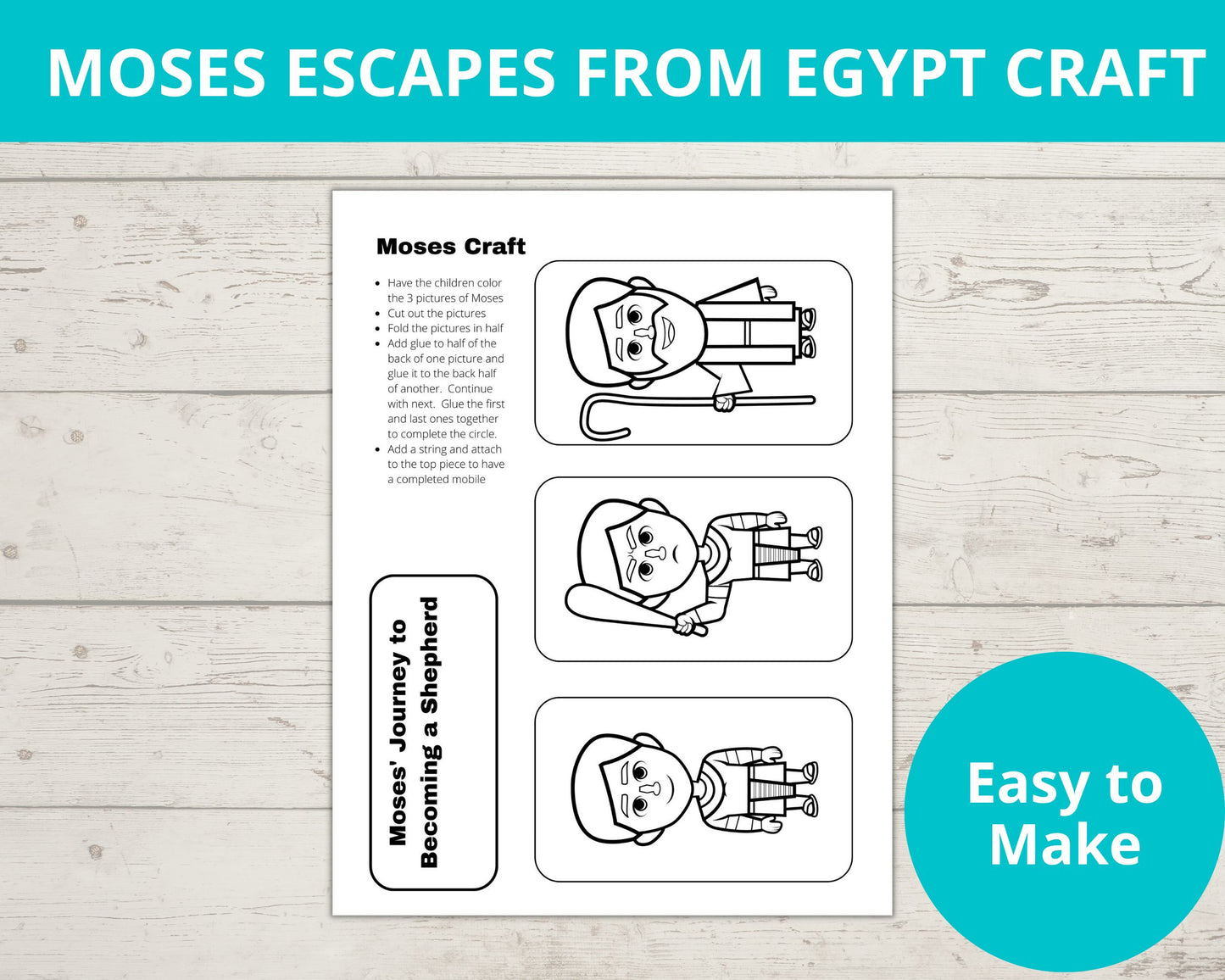 Moses Escapes from Egypt Printable Activity Pack