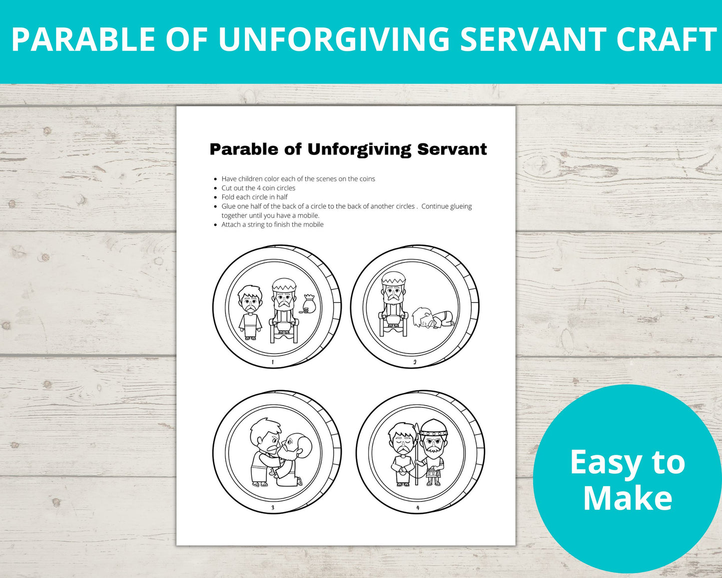 Parable of Unforgiving Servant Printable Activity Pack