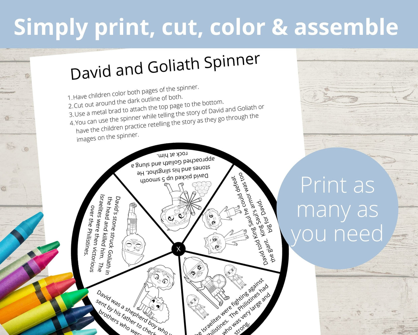 David and Goliath Printable Spinner