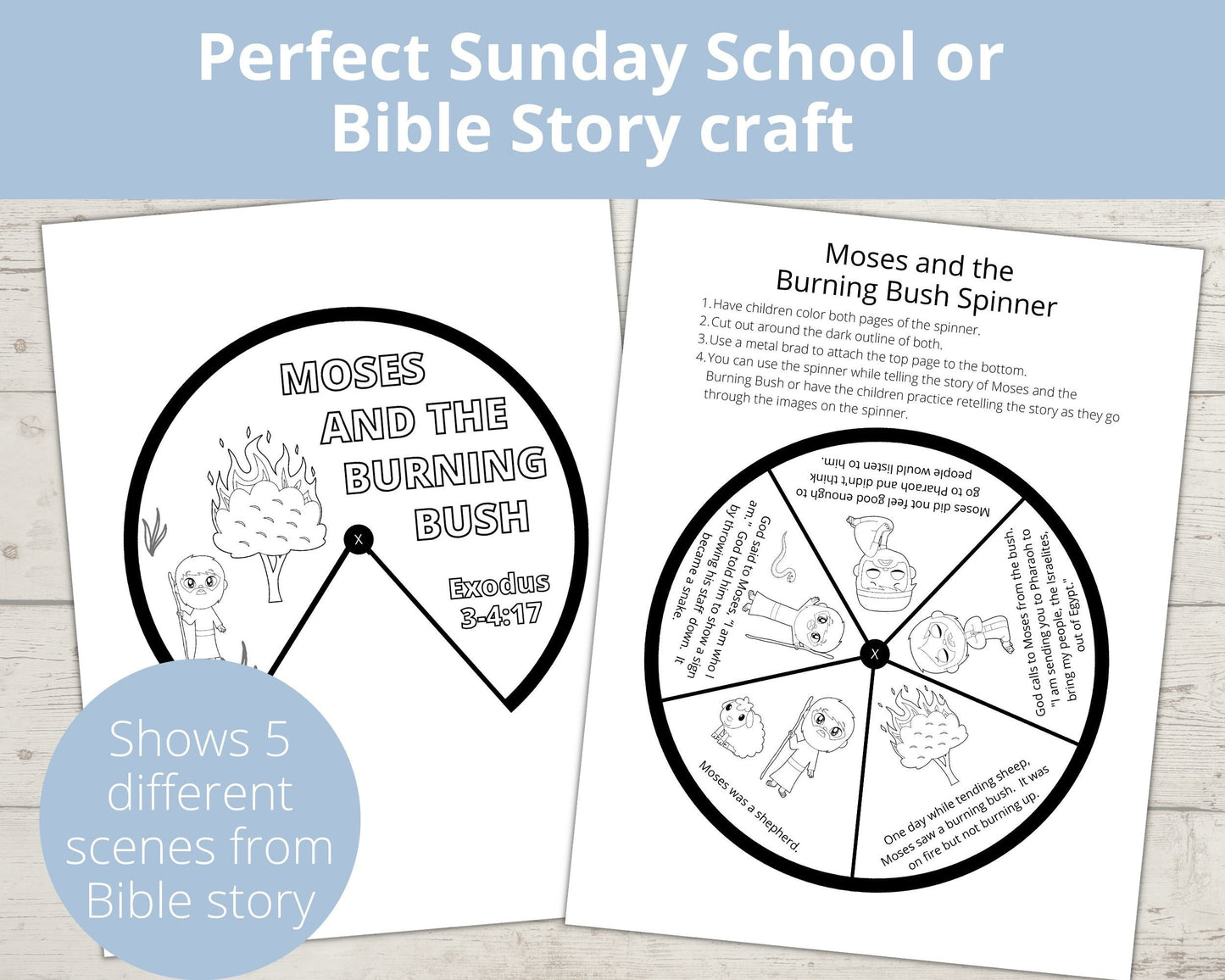 Moses and the Burning Bush Printable Spinner