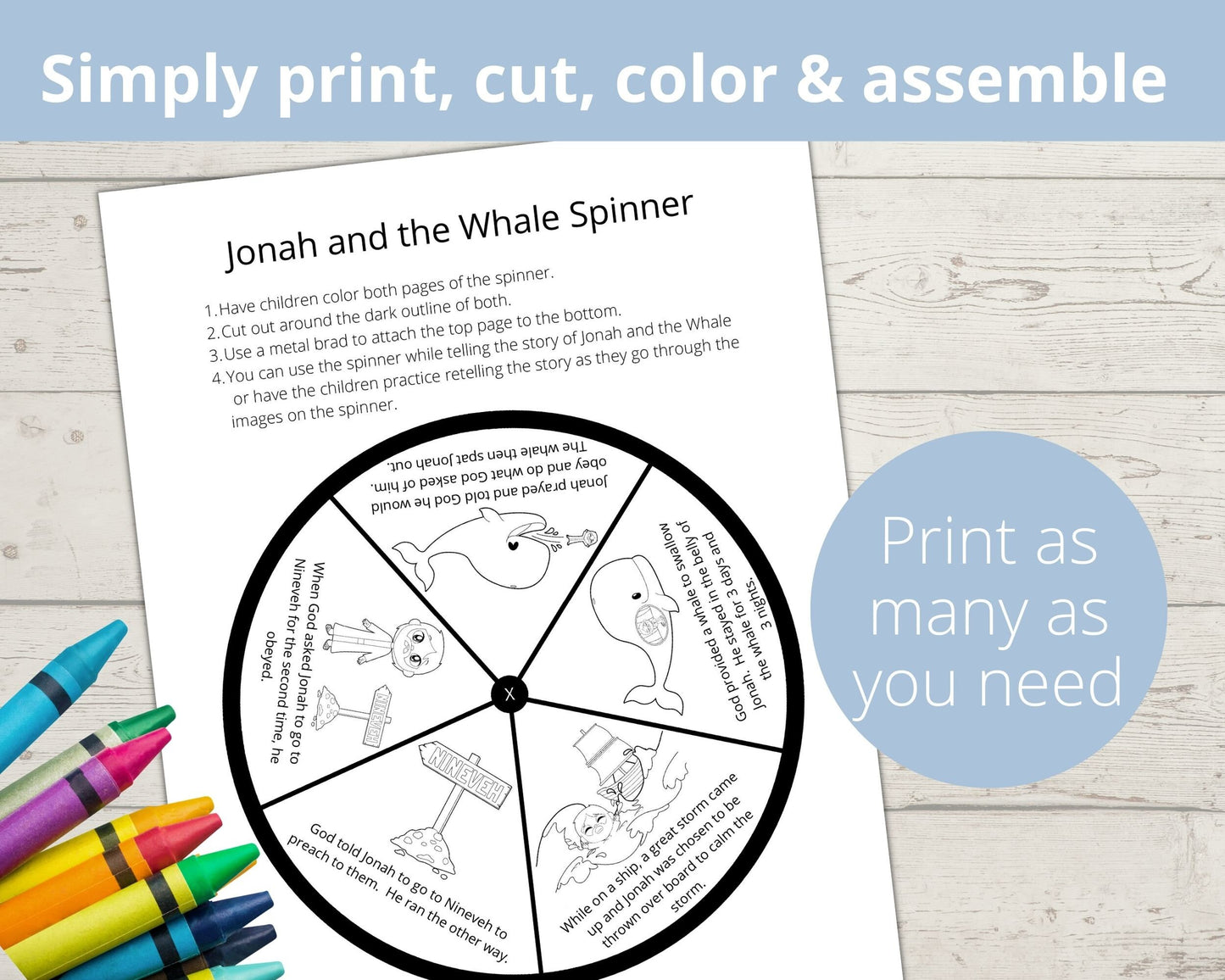 Jonah and the Whale Printable Spinner