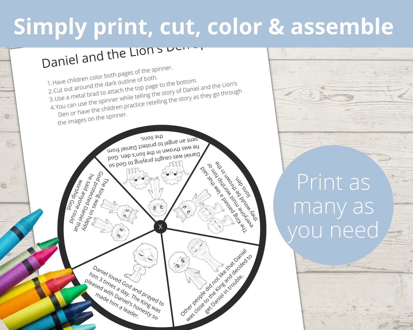 Daniel and the Lions Den Printable Spinner