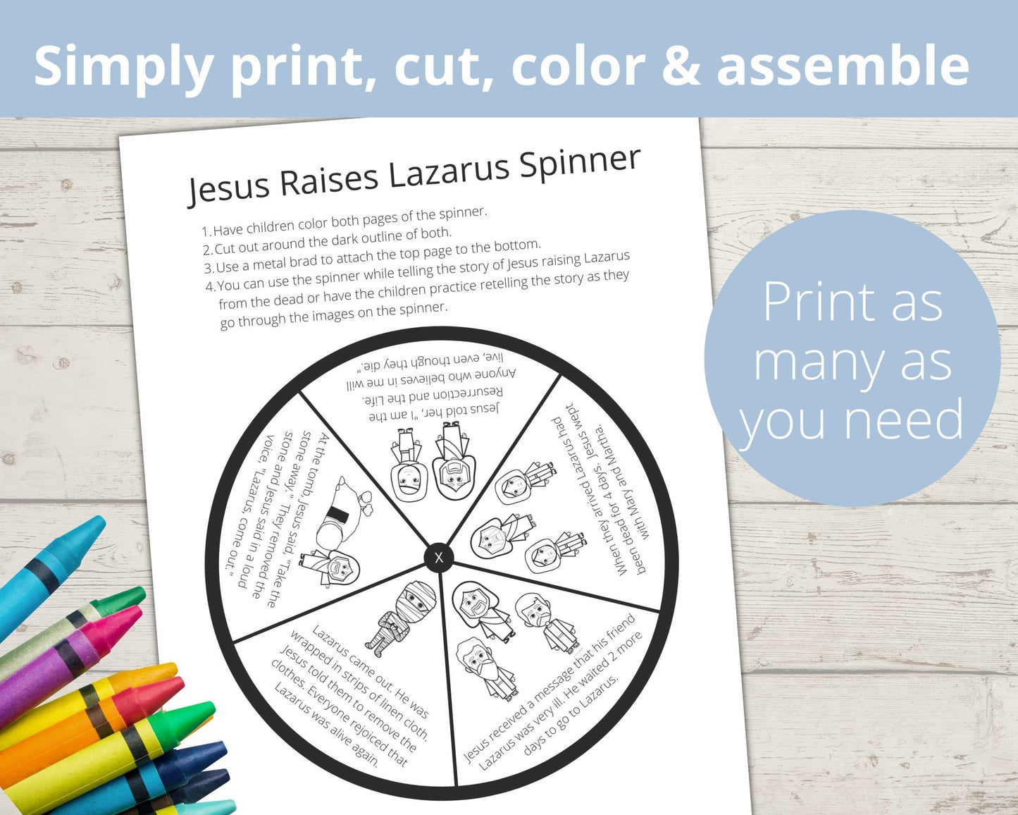 Raising of Lazarus Printable Spinner