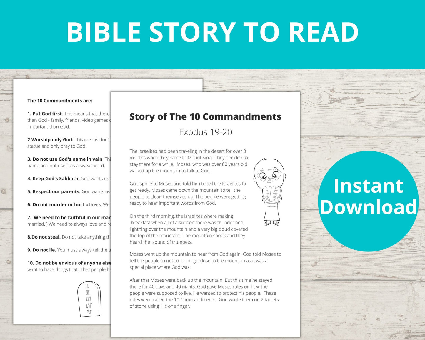 10 Commandments Printable Activity Pack