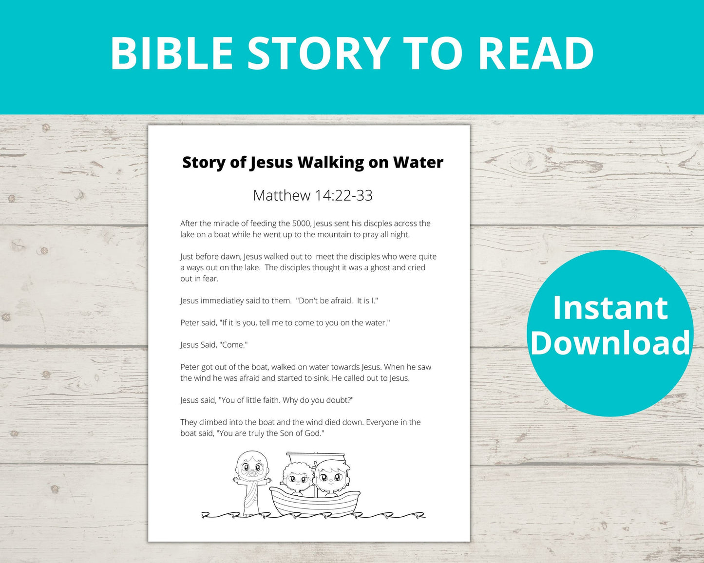 Jesus Walks On Water Printable Activity Pack