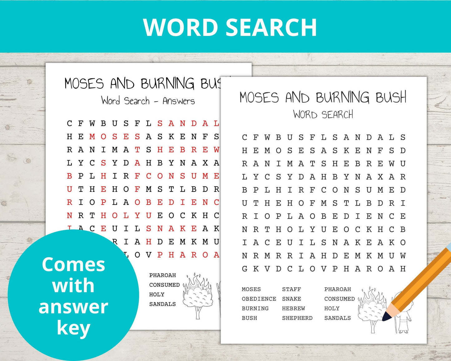 Moses and the Burning Bush Printable Activity Pack