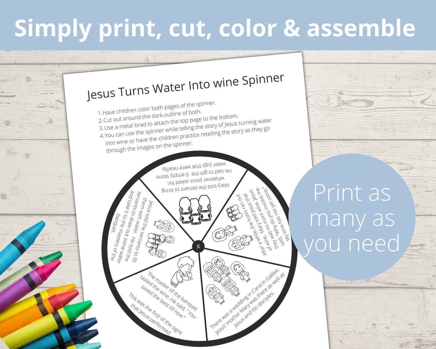 Jesus Turns Water into Wine Printable Spinner