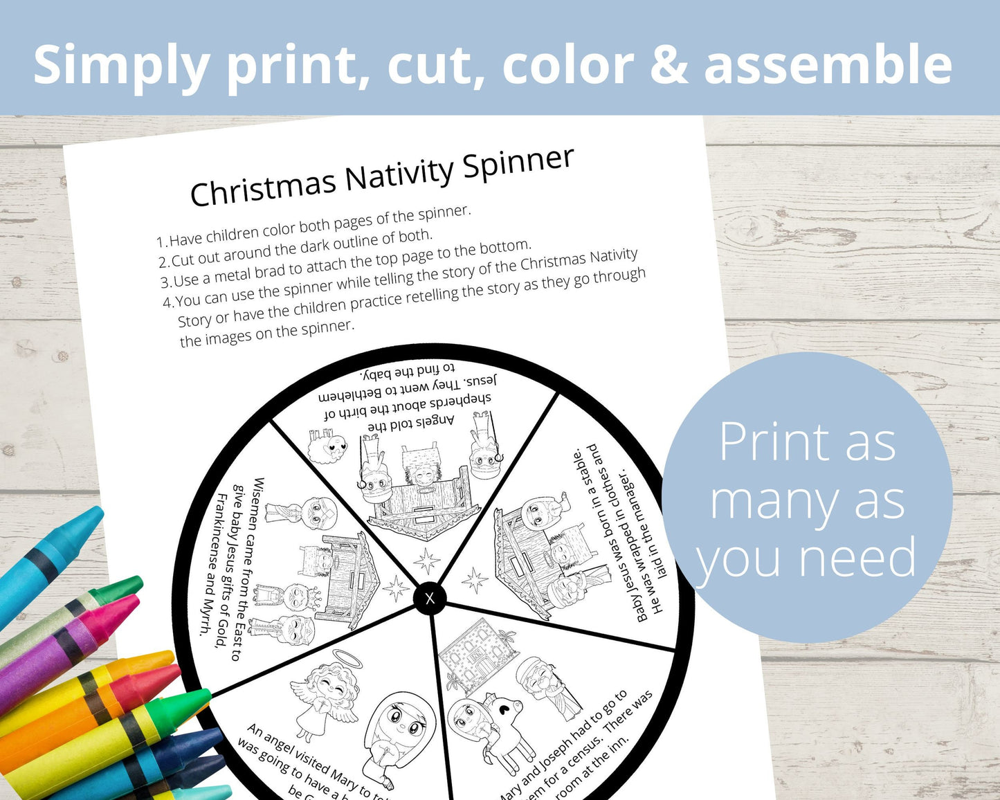 Christmas Nativity Printable Bible Spinner