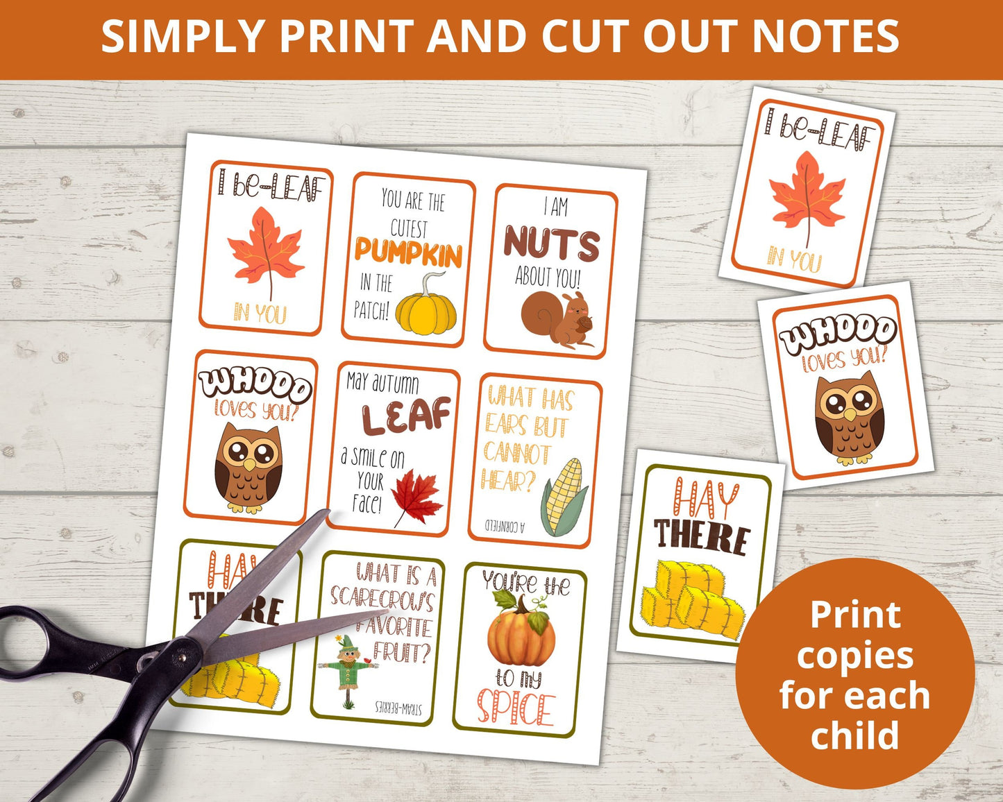 Fall Printable Lunchbox Notes for Kids