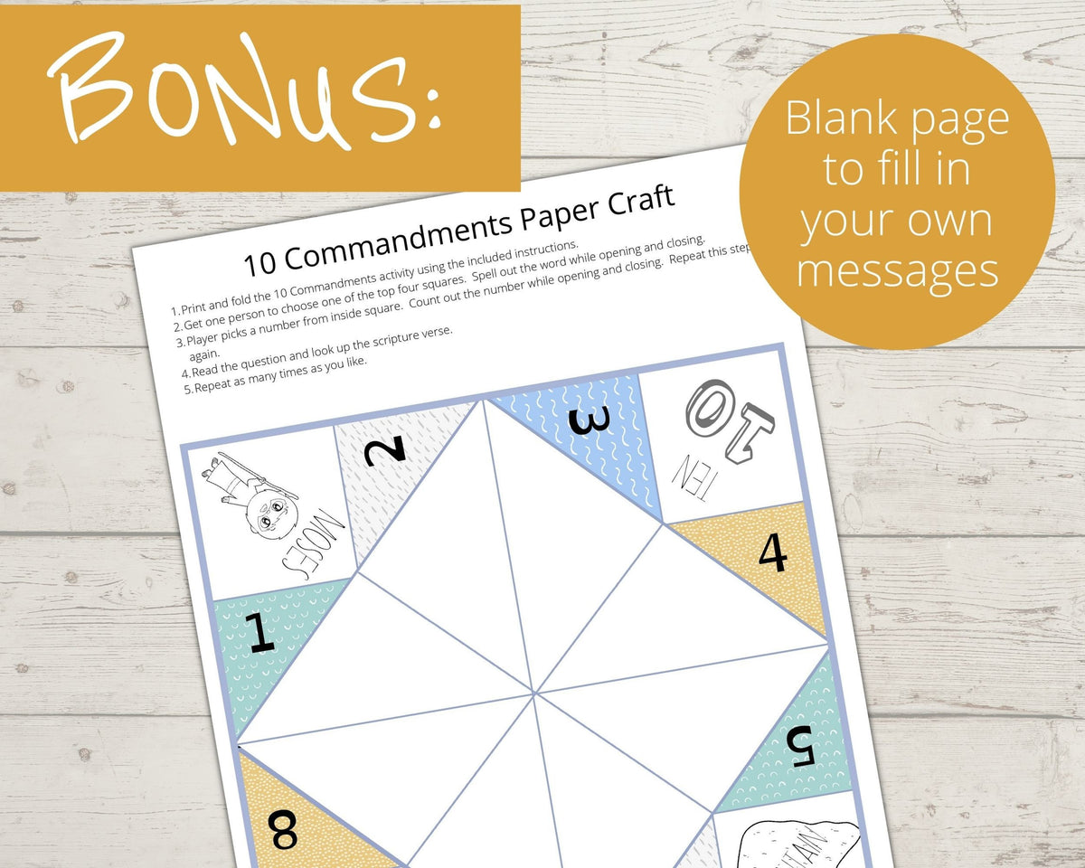 10 Commandments Printable Cootie Catcher – Stored Up Treasure