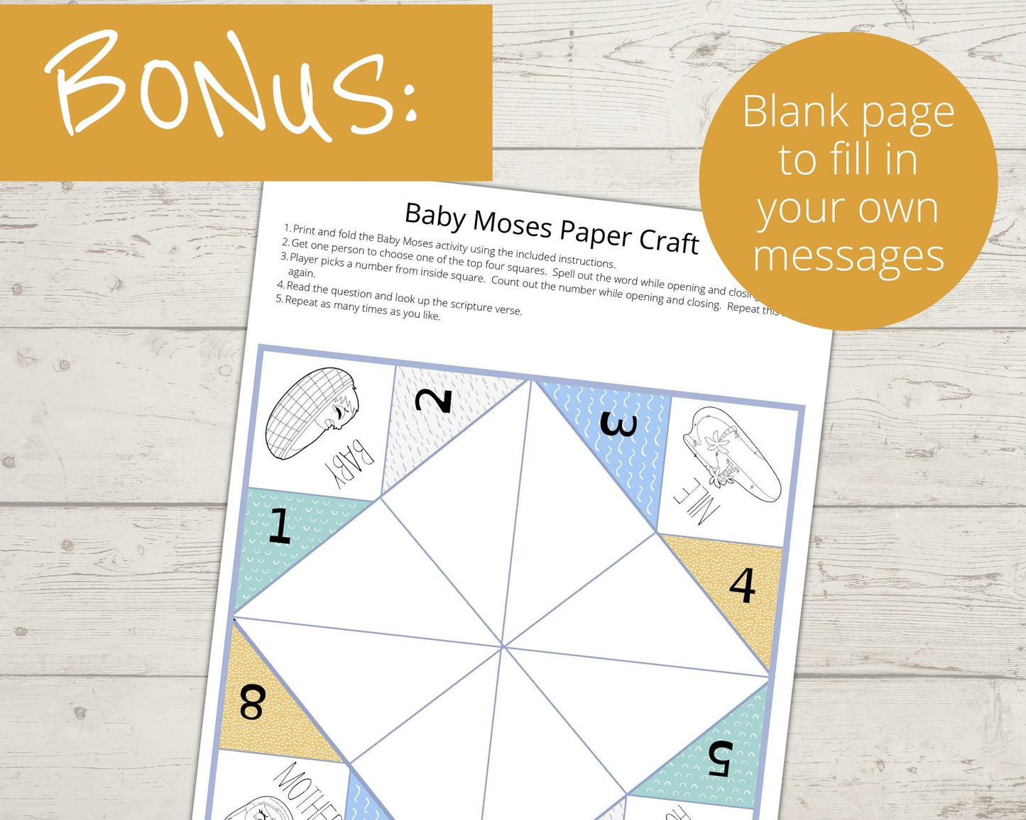 Baby Moses Printable Cootie Catcher