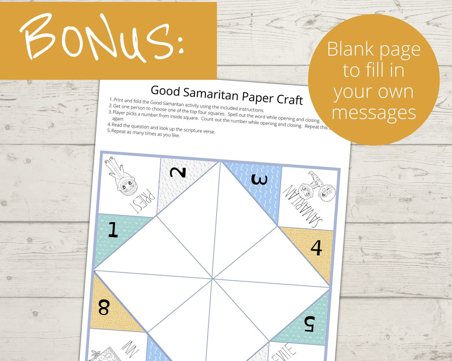 Good Samaritan Printable Cootie Catcher