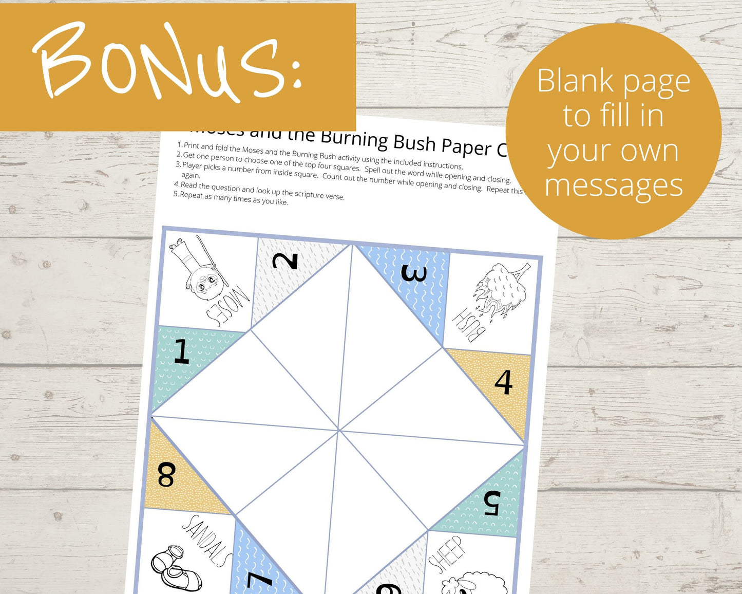 Moses and the Burning Bush Printable Cootie Catcher