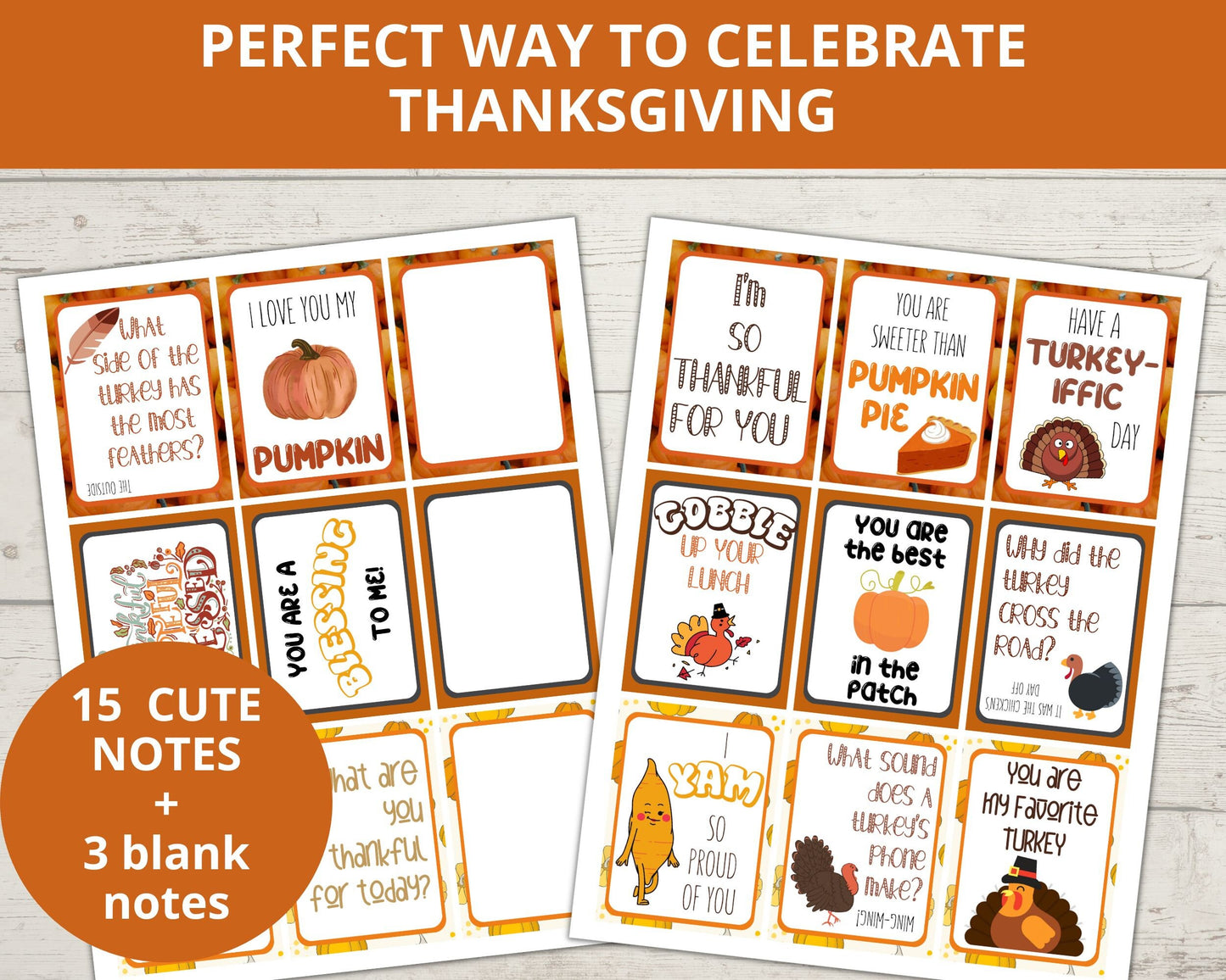 Thanksgiving Printable Lunchbox Notes