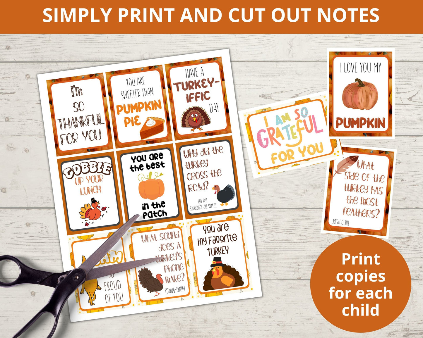 Thanksgiving Printable Lunchbox Notes